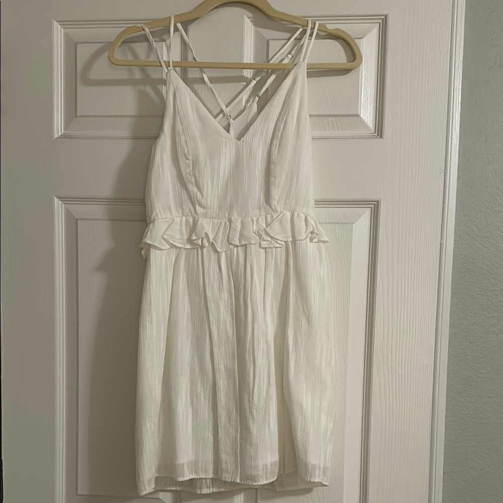 BCBGeneration White Ruffled Mini Dress